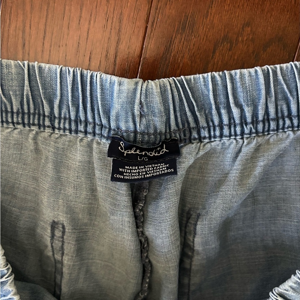 $168 Splendid  Angie Indigo Pant Sz L cropped wide leg super soft & lightweight - Picture 13 of 14